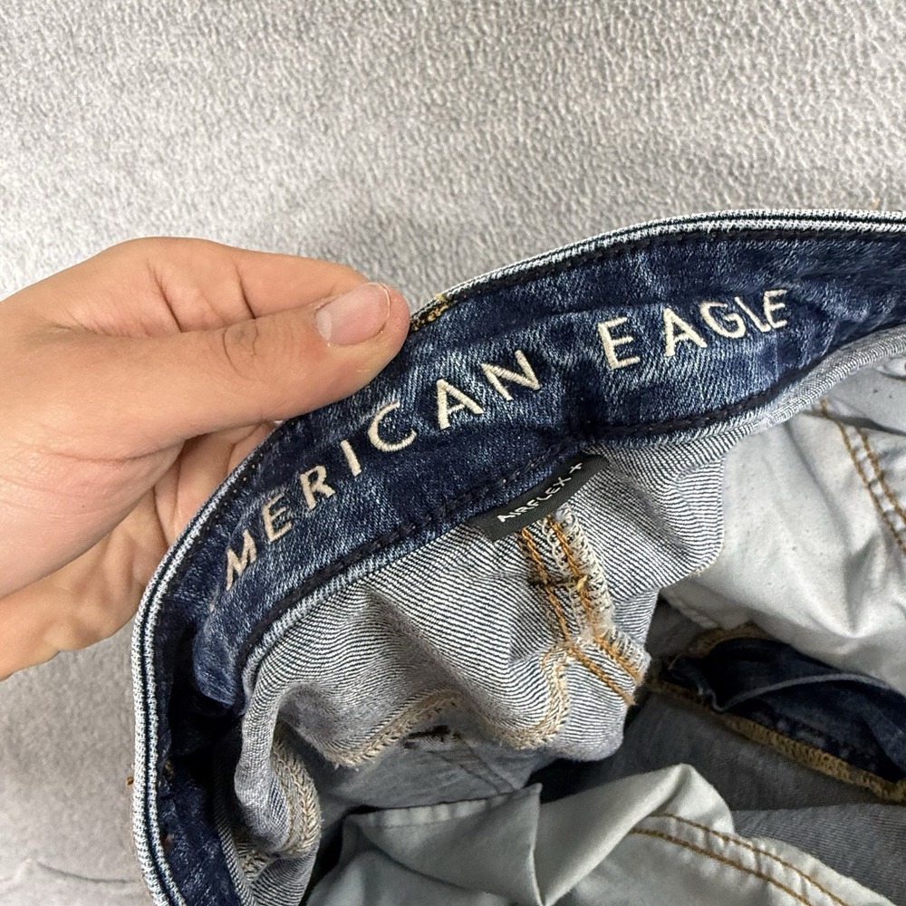 American Eagle Jeans Mens 31x32 Blue Airflex Athletic Stretch Faded Whiskered - Picture 7 of 12